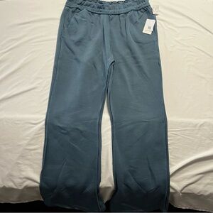 Relaxx Wide Leg Fleece Lounge Pants | Size XL | Blue Slate High Rise NWT